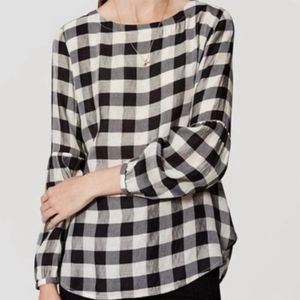 LOFT black white checkered plaid blouse, XS